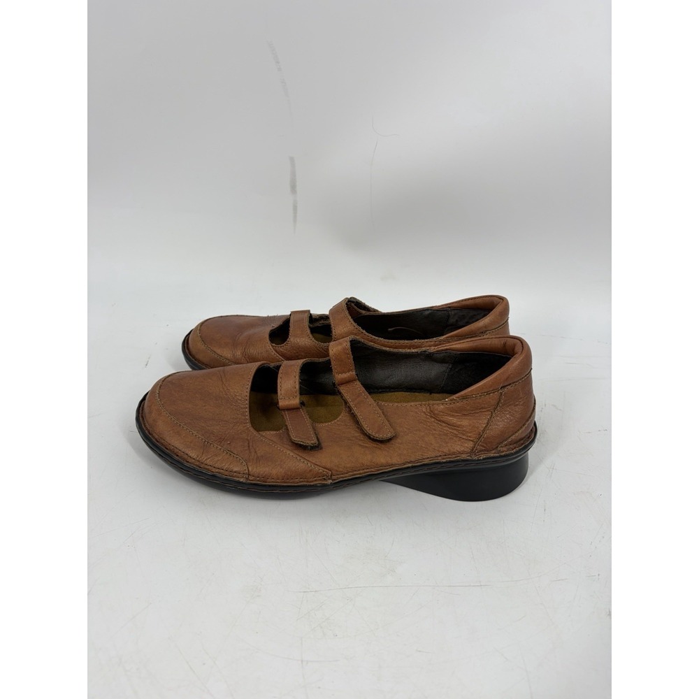 Naot Womens 39 US 8 Brown Leather Double Strap Mary Jane Comfort Shoes Hook Loop